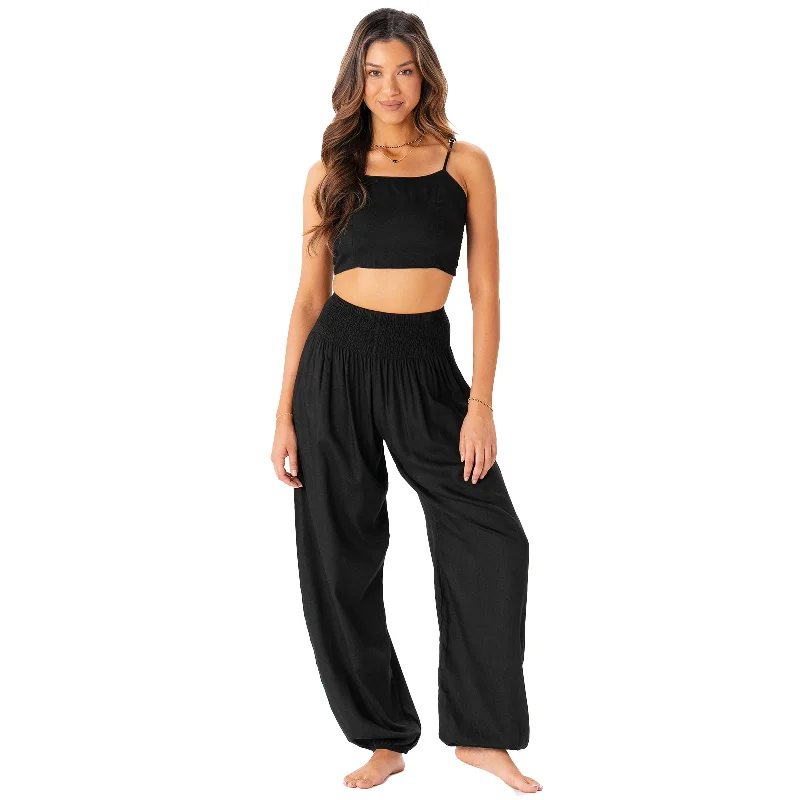 Black Harem Pants + Oasis Crop Top Set