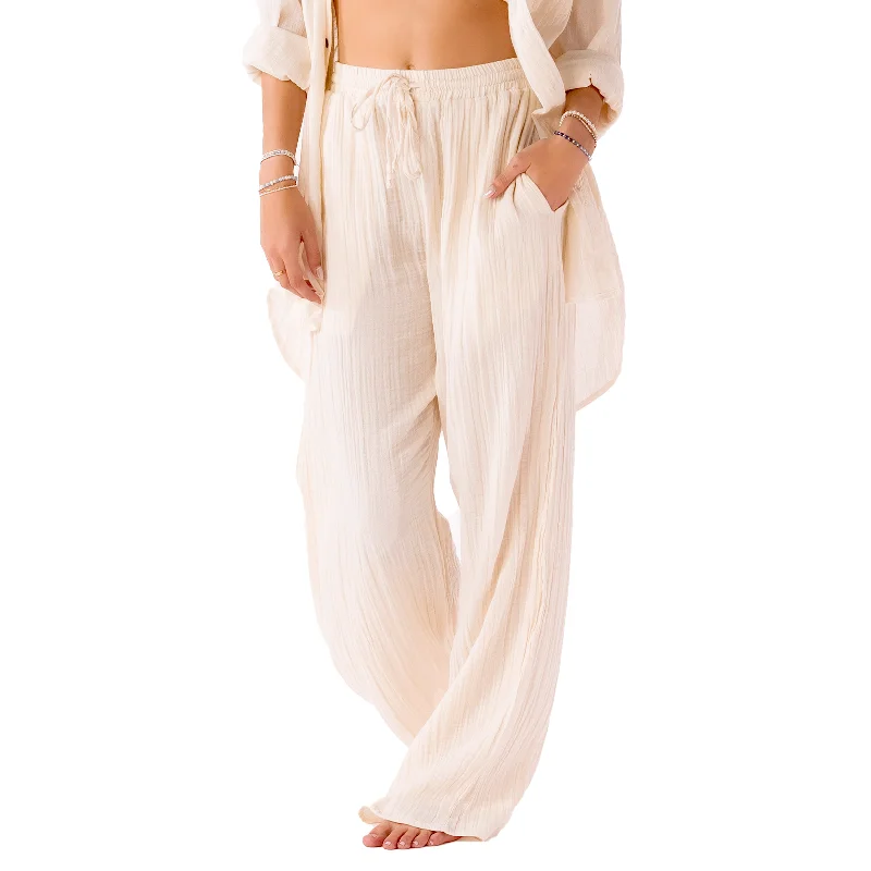 Cream Cotton Cabana Pants