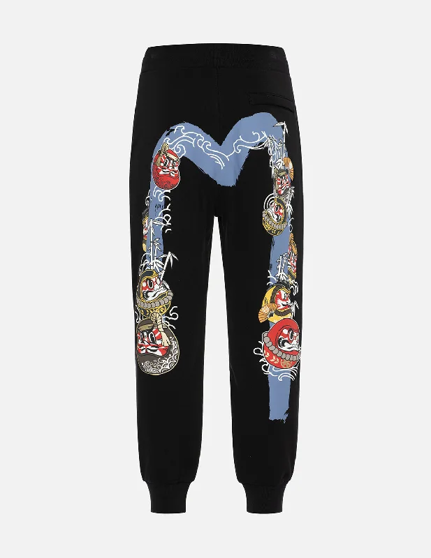 Kumadori Daruma Daicock Print Regular Fit Sweatpants