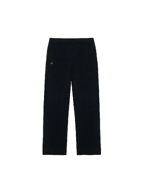 Mens Recycled Cashmere Loose Track Pants—black