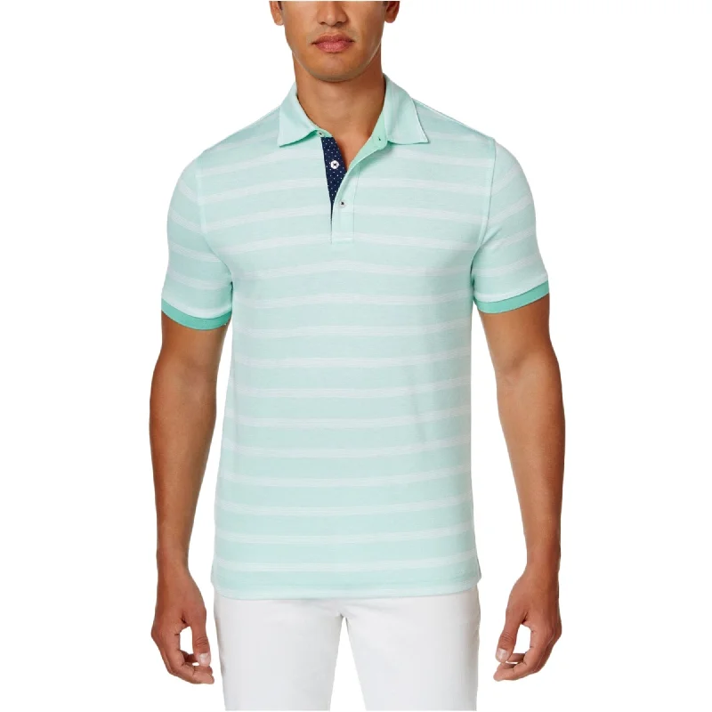 Club Room Mens Striped Rugby Polo Shirt, Green, XX-Large