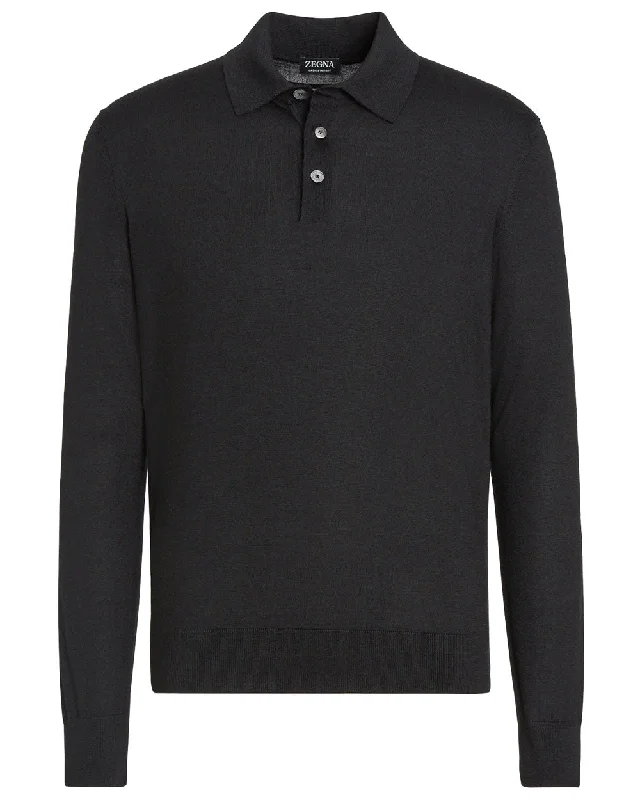 Black Casheta Light Long Sleeve Polo