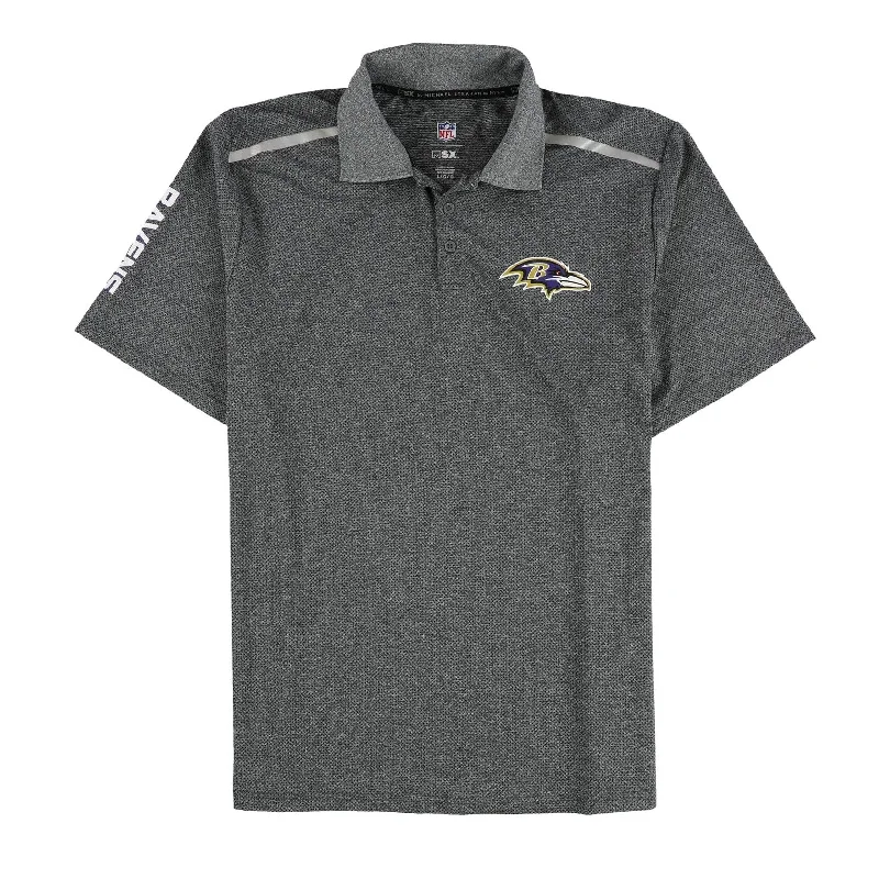 G-III Sports Mens Baltimore Ravens Rugby Polo Shirt, Black, Large