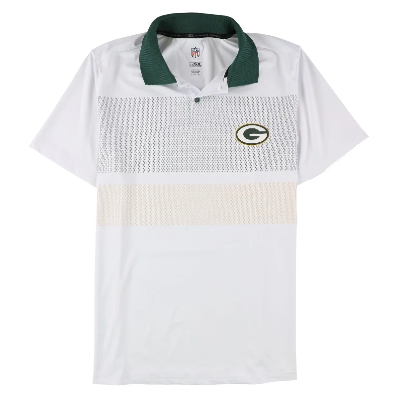 G-III Sports Mens Green Bay Packers Rugby Polo Shirt, White, Large