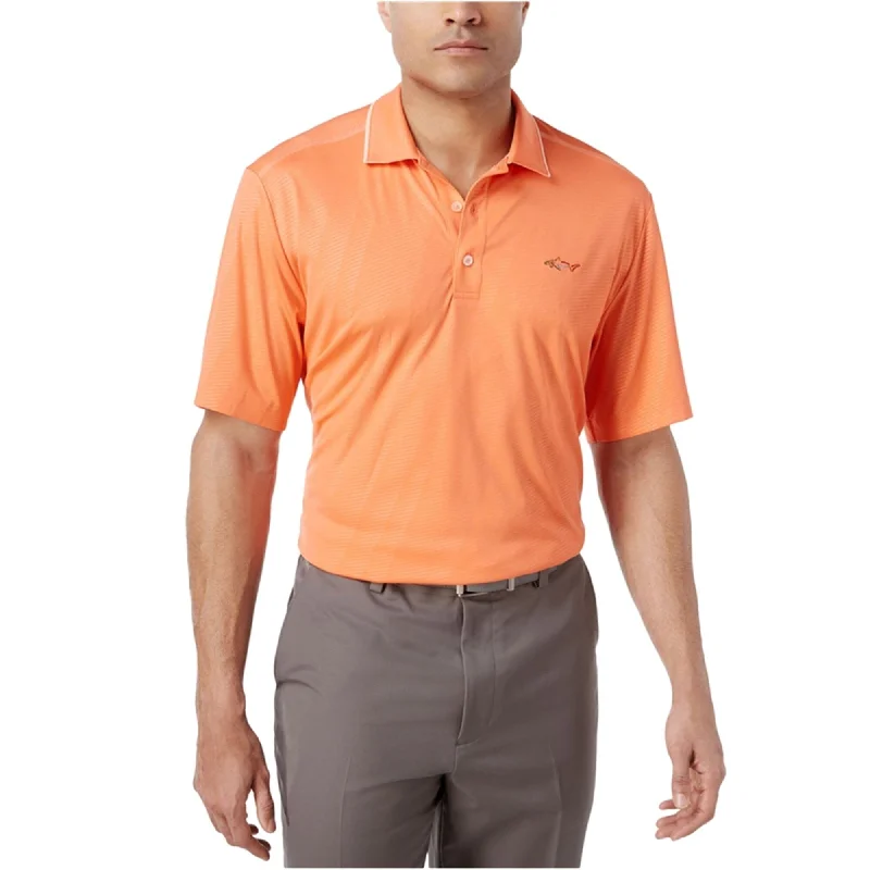 Greg Norman Mens Embossed Rugby Polo Shirt, Orange, Small