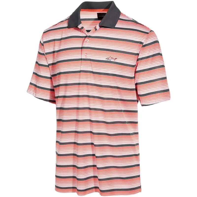 Greg Norman Mens Multi Striped Performance Rugby Polo Shirt, Orange, Small