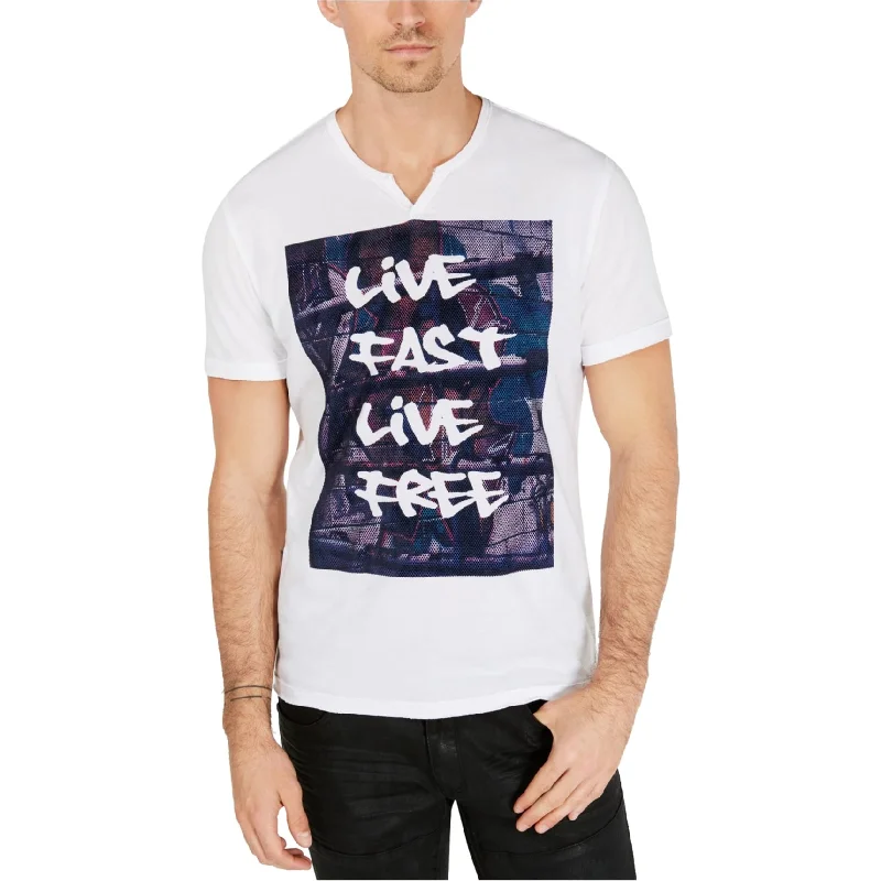 I-N-C Mens Live Fast Live Free Graphic T-Shirt