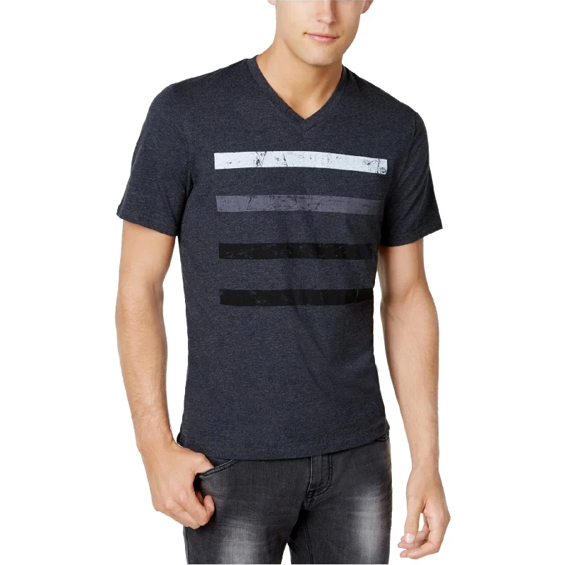 I-N-C Mens Static Stripe Basic T-Shirt, Grey, X-Small