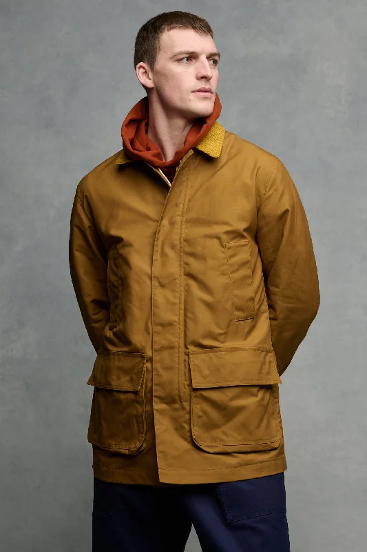 Men's Waxed Car Coat - Dark Tan