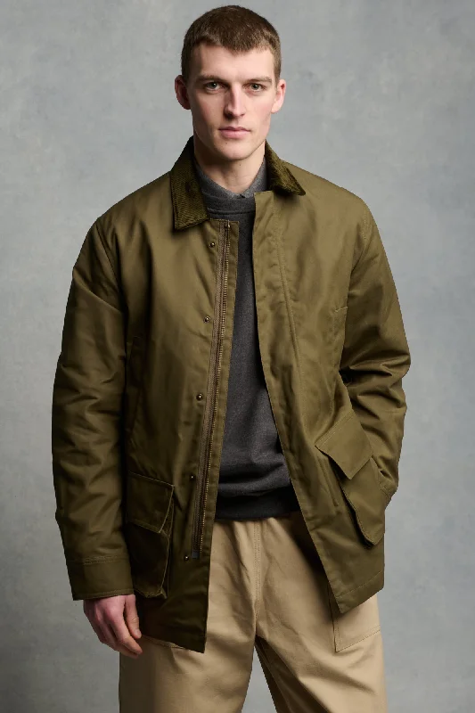 Men's Waxed Car Coat - Olive