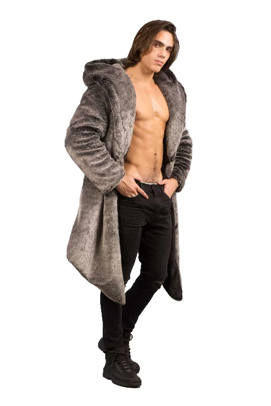 Men's Desert Warrior Coat in "Silver Jaguar" Chinchilla