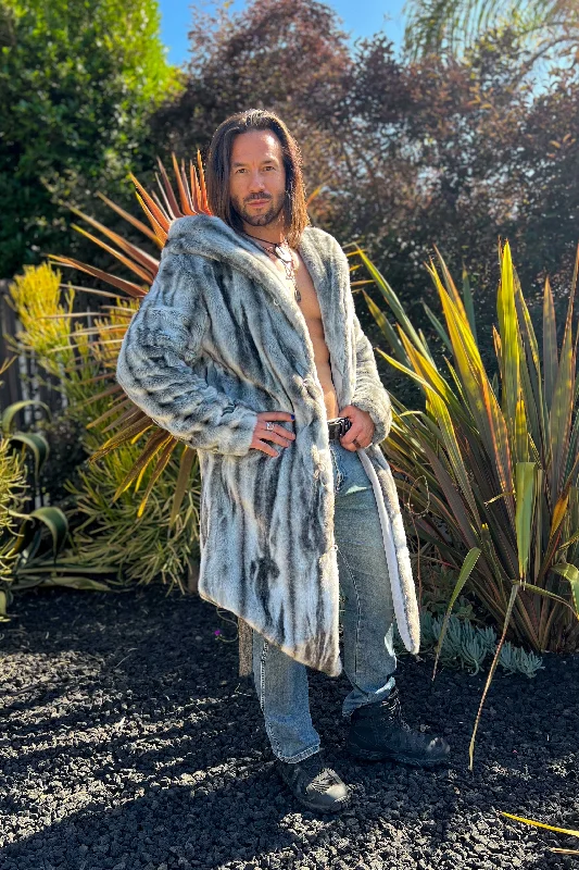 Men's Desert Warrior Coat in "Silver Slate" Chinchilla