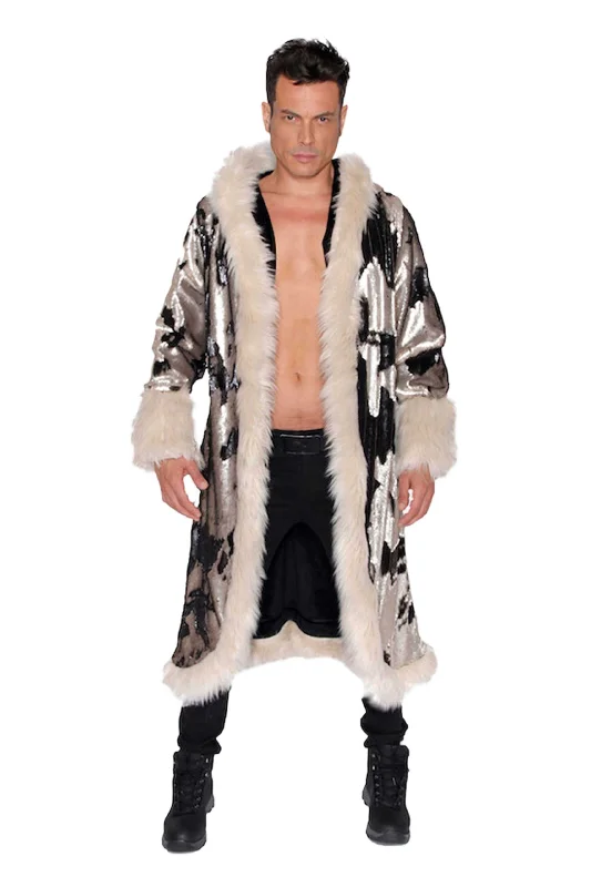 Men's LED Sequin King Coat in "Black-Taupe"