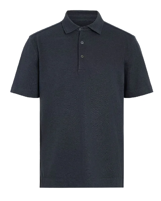 Navy Three Button Polo