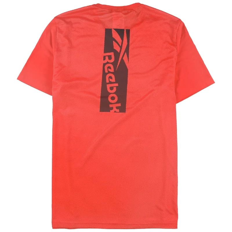 Reebok Mens Mesh Back Graphic T-Shirt, Orange, Medium