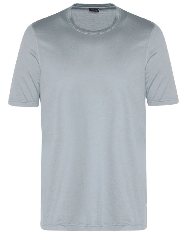 Medium Grey Blue Cotton Blend Short Sleeve T-Shirt