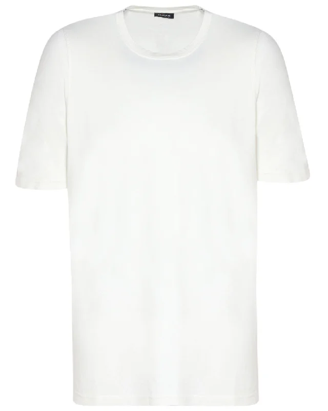 Off White Cotton Blend Short Sleeve T-Shirt