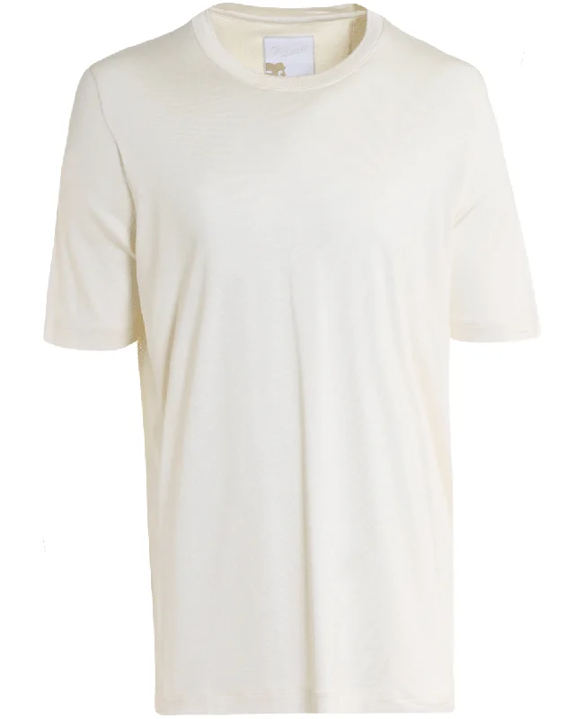 Ivory Silk Blend Short Sleeve T-Shirt