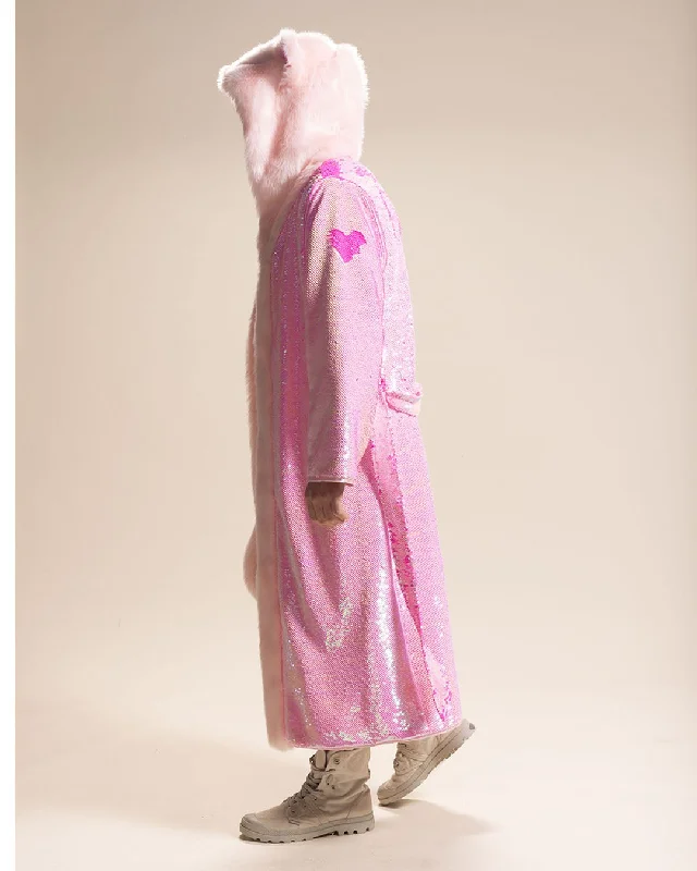 Classic Men's Long Sequin Coat | Pink Disco Cat