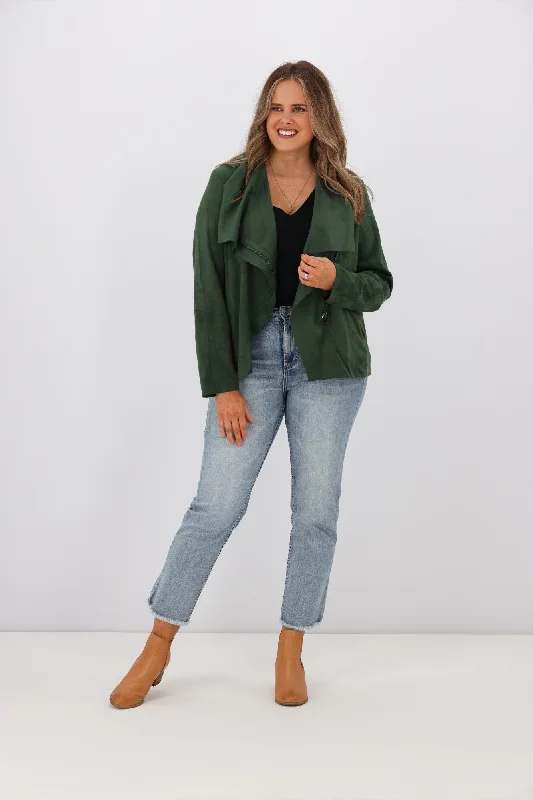 Shine On Label Thiago Sueded Waterfall Jacket Green