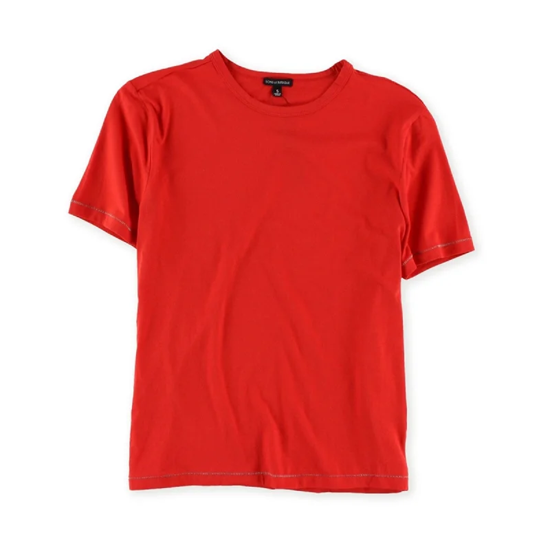 Sons of Intrigue Mens Solid Lightweight Stretch Basic T-Shirt, Red, Small