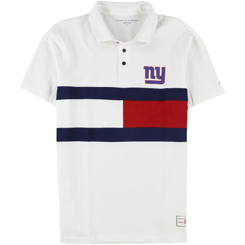 Tommy Hilfiger Mens New York Giants Rugby Polo Shirt, White, Medium