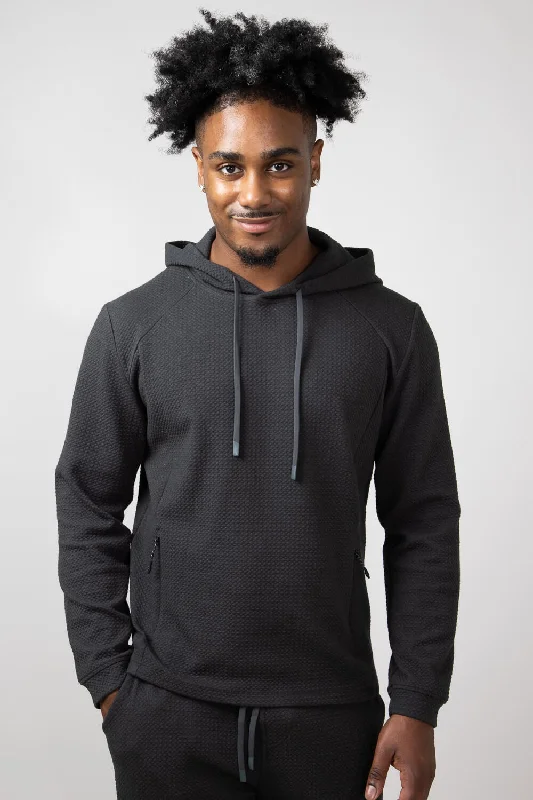 1897 Active Diamond Weave Hoodie for Men in Charcoal | MJ895-CHARCOAL