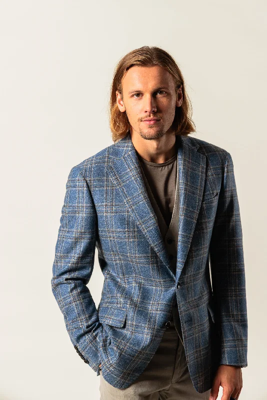 Cashmere & Silk Blue Chequered