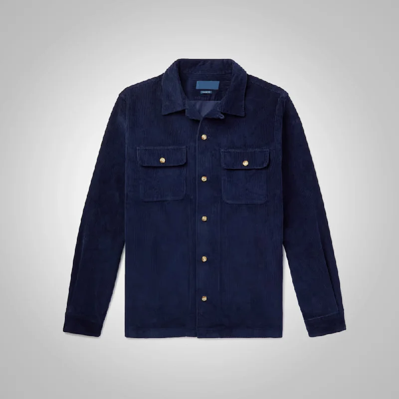 Dark Blue Corduroy Jacket For Mens