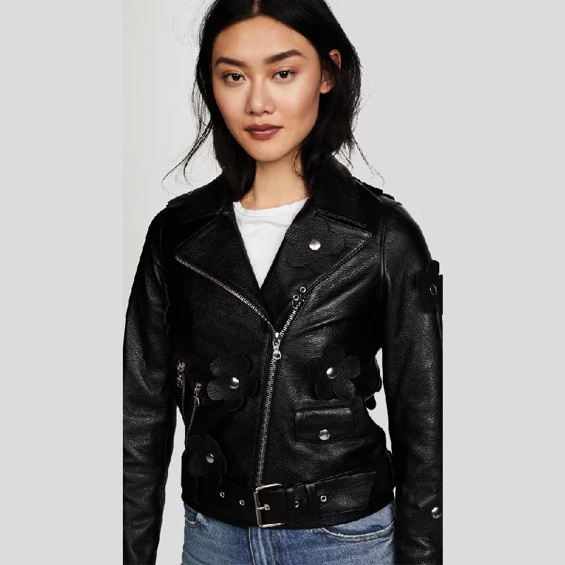 Florence Black Biker Leather Jacket