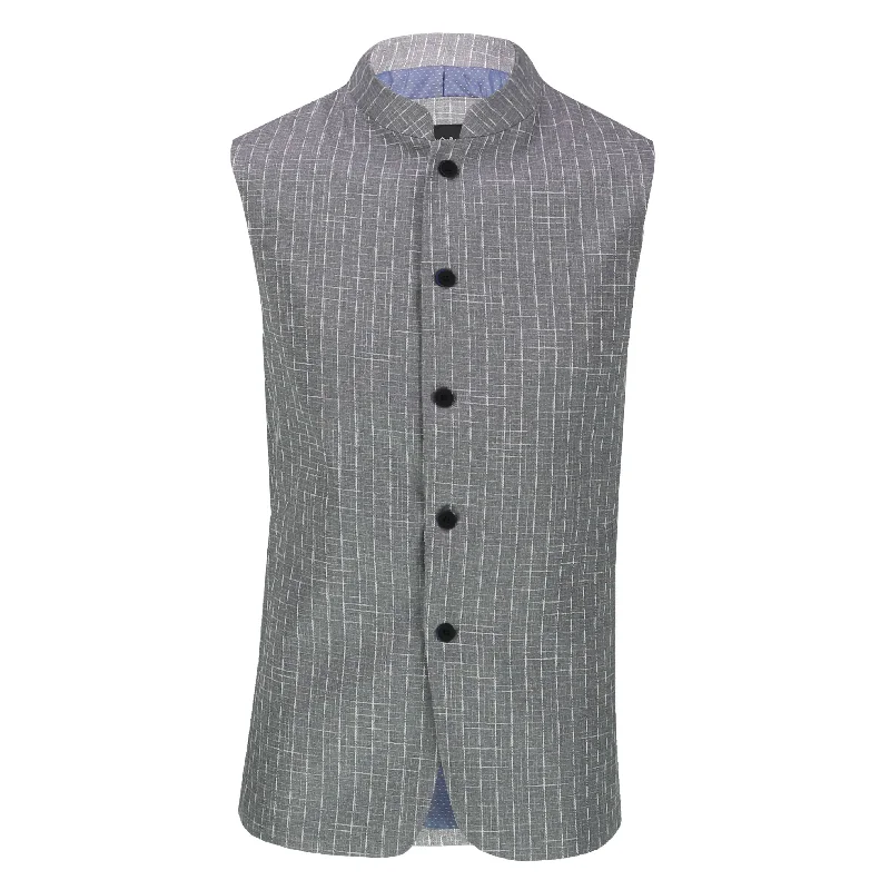 GREY NEHRU STYLE WAISTCOAT