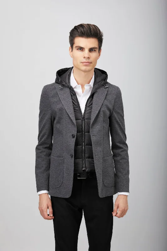 Grey Puffer Hood Sportcoat