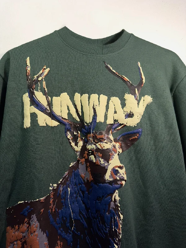 Highland Green Antelope Graphic Oversized Sweatshirt