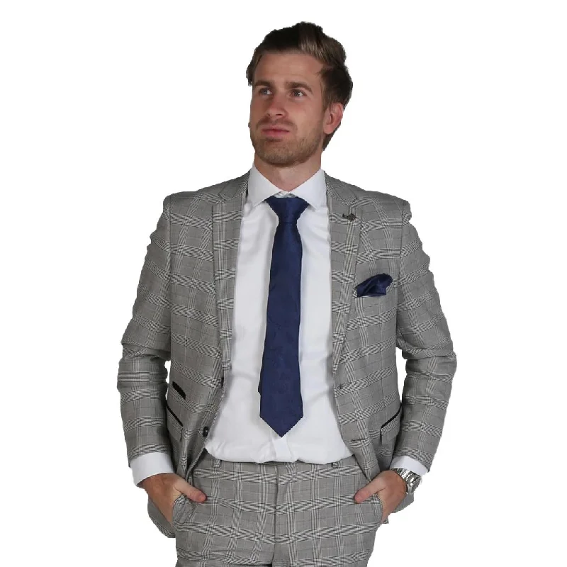 Hugo - Men's Check Grey Blazer Bussiness Office Wear