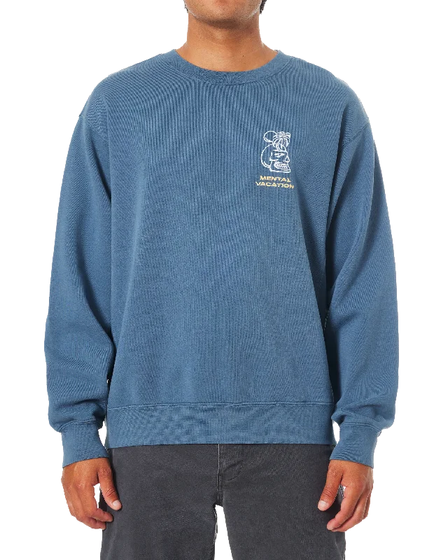 Cortex Sweatshirt in Washed Blue Pigment Dye