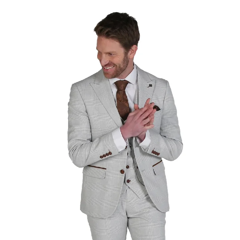 Mark - Men's Beige Check Blazer Classic Elegant