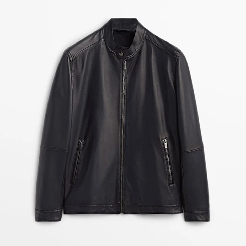 Mens Black Plane Biker Jacket