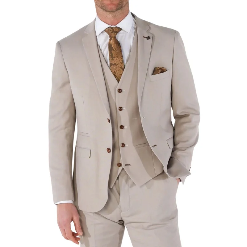 Men's Blazer Beige Birdseye Sport Coat Tailored Fit Summer Suit Jacket