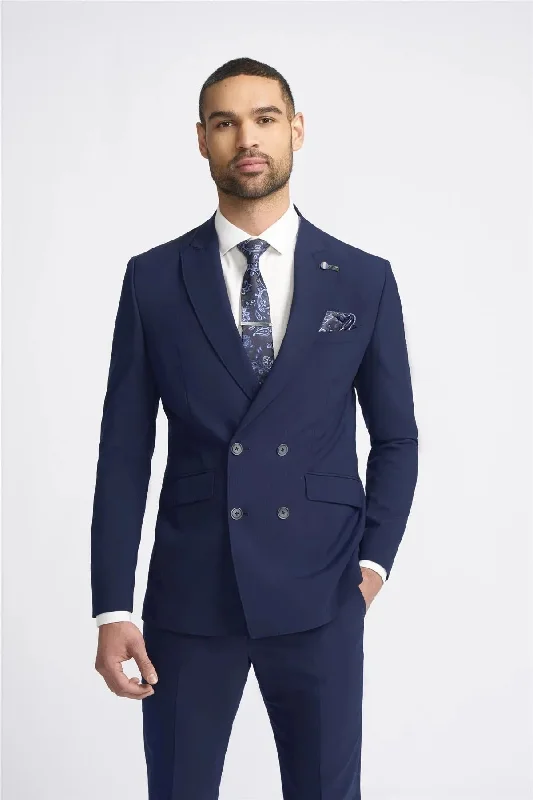 Men's Blazer Navy Double Breasted Tailored Fit Suit Jacket