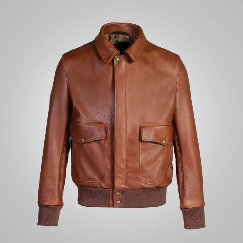 Mens Brown RAF Flying Leather Bomber Jacket