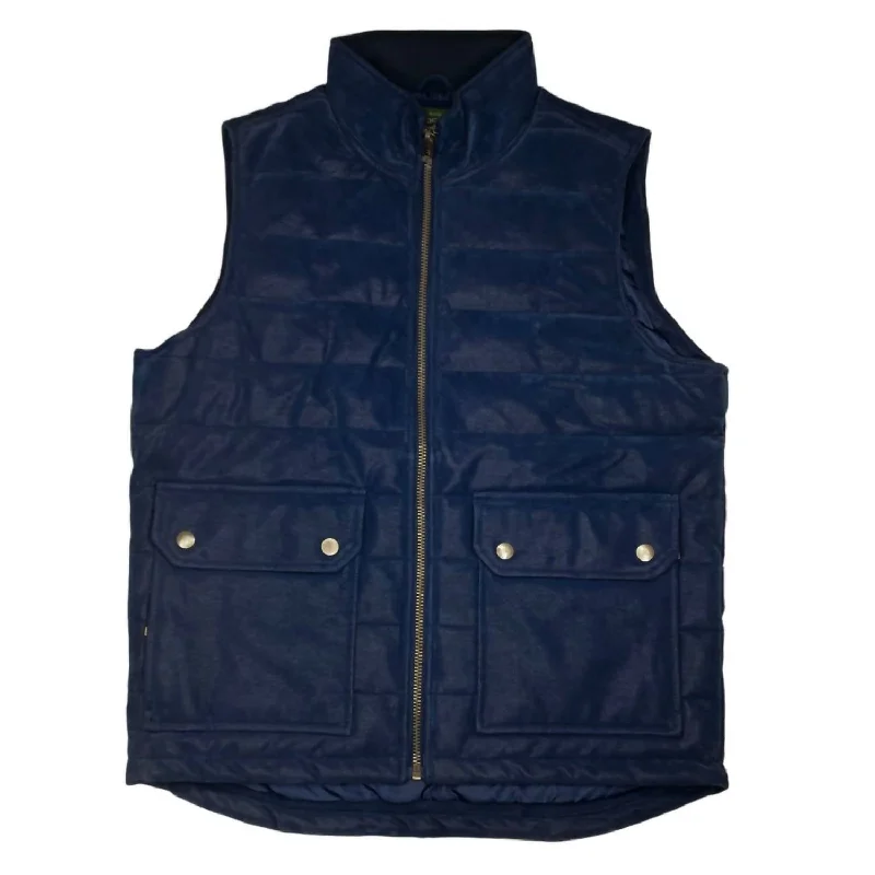 Men's Faux Suede Vest In Navy