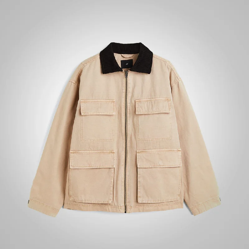 Mens Khaki Oversized Corduroy Jacket