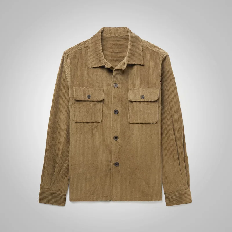 Mens Light Brown Corduroy overshirt style Jacket