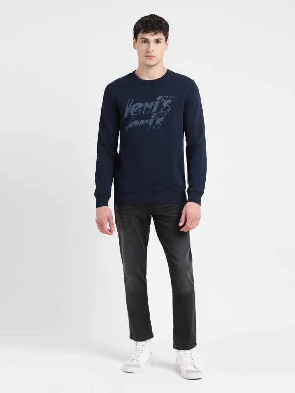 Men's Solid Blue Crew Neck Sweatshirt