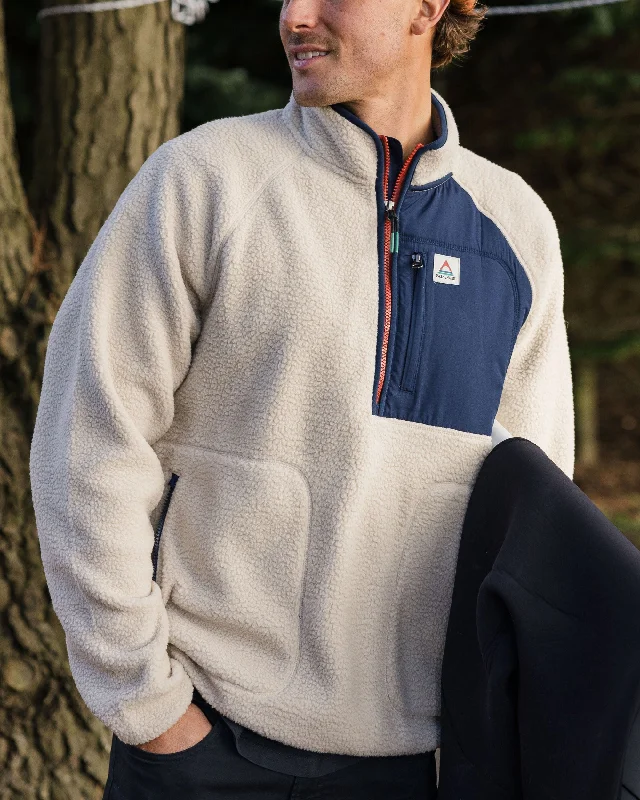 Offgrid 2.0 1/2 Zip Recycled Sherpa Fleece - Oatmeal/Navy