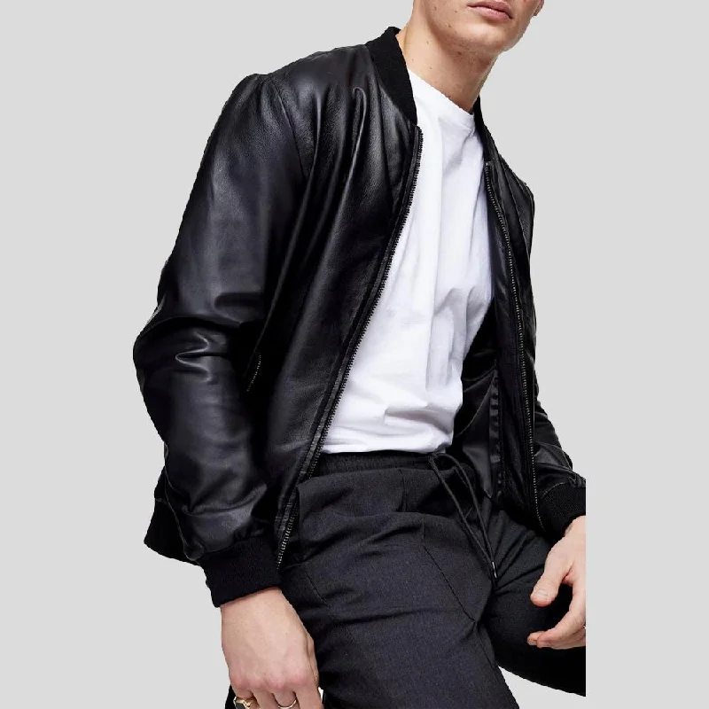 Oliver Black Bomber Leather Jacket