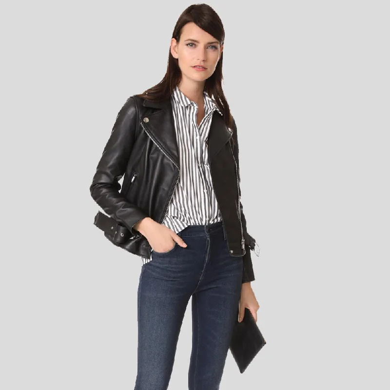 Sandra Black Biker Leather Jacket