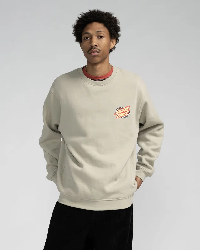 Oval Check Flame Sweatshirt in Stone Grey