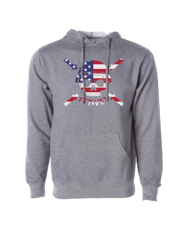 Skull Flag Logo Hoodie- Gunmetal Grey