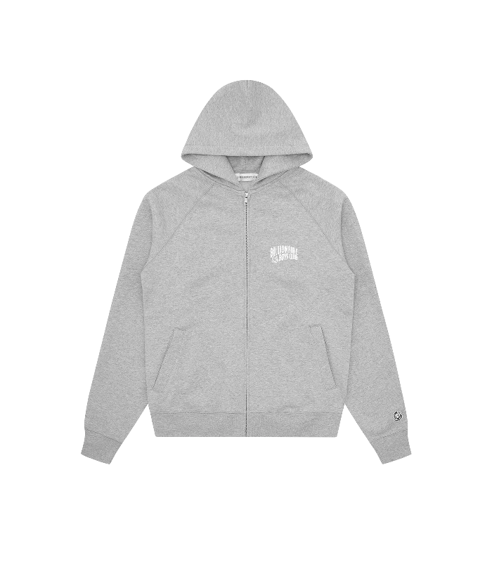 SMALL ARCH LOGO ZIP THROUGH - HEATHER GREY